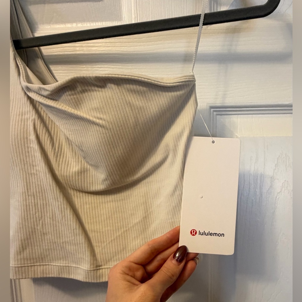 NWT Lululemon Ribbed Nulu Asymmetrical Yoga Tank Top in Bone - Picture 5 of 11